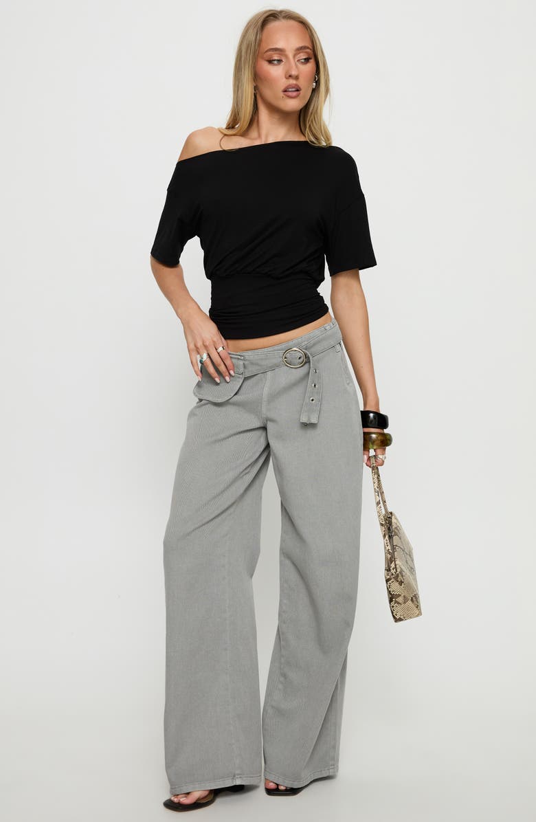 Princess Polly Ashlinn Off the Shoulder Drapey Top, Alternate, color, Black