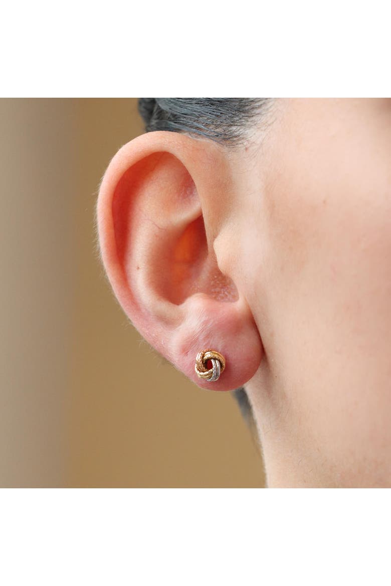 Tri-Color Knot Screw Back Stud Earrings, Alternate, color, Gold