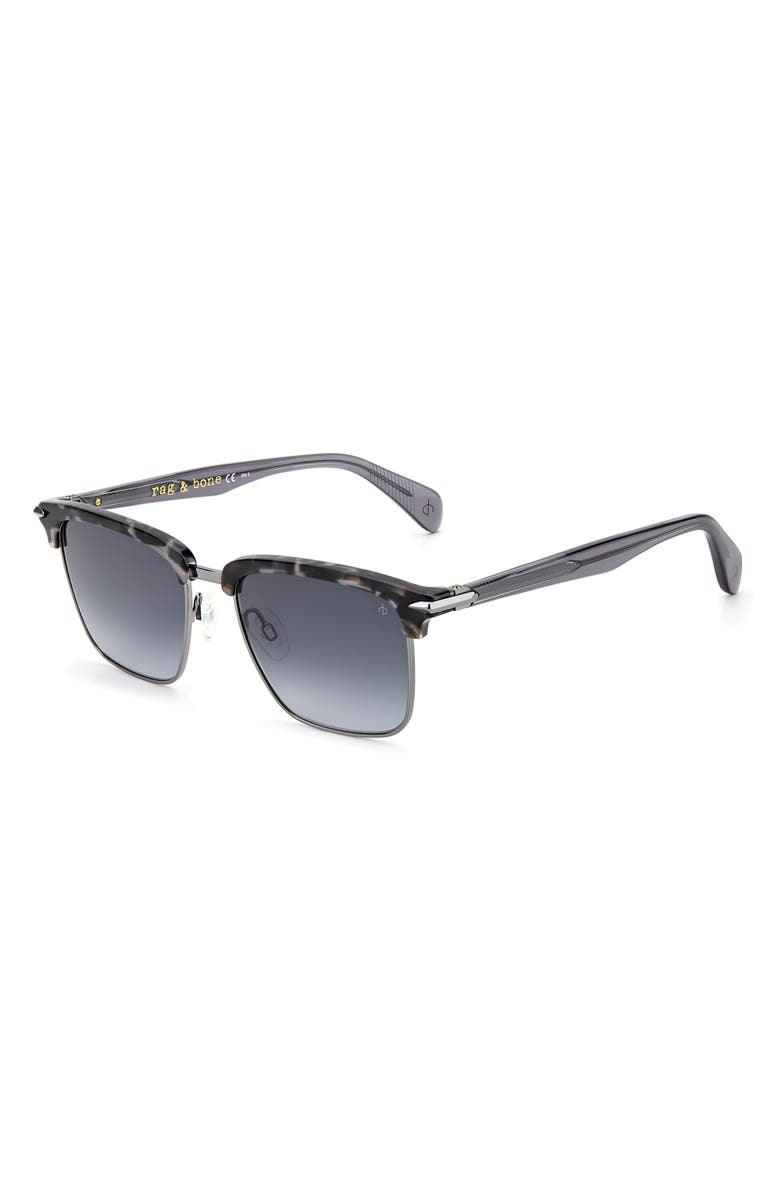 rag & bone 54mm Rectangular Sunglasses, Alternate, color, Black Grey Havana