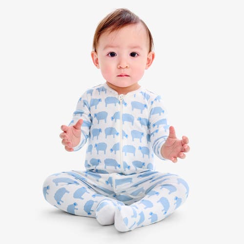 Primary Baby Organic Animal Friends Zip Footie In Stream Baby Sheep