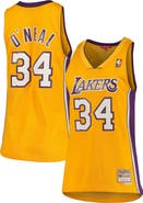 Mitchell & Ness Women's Mitchell & Ness Shaquille O'Neal Gold Los Angeles Lakers 1999/00 Hardwood Classics Swingman Jersey