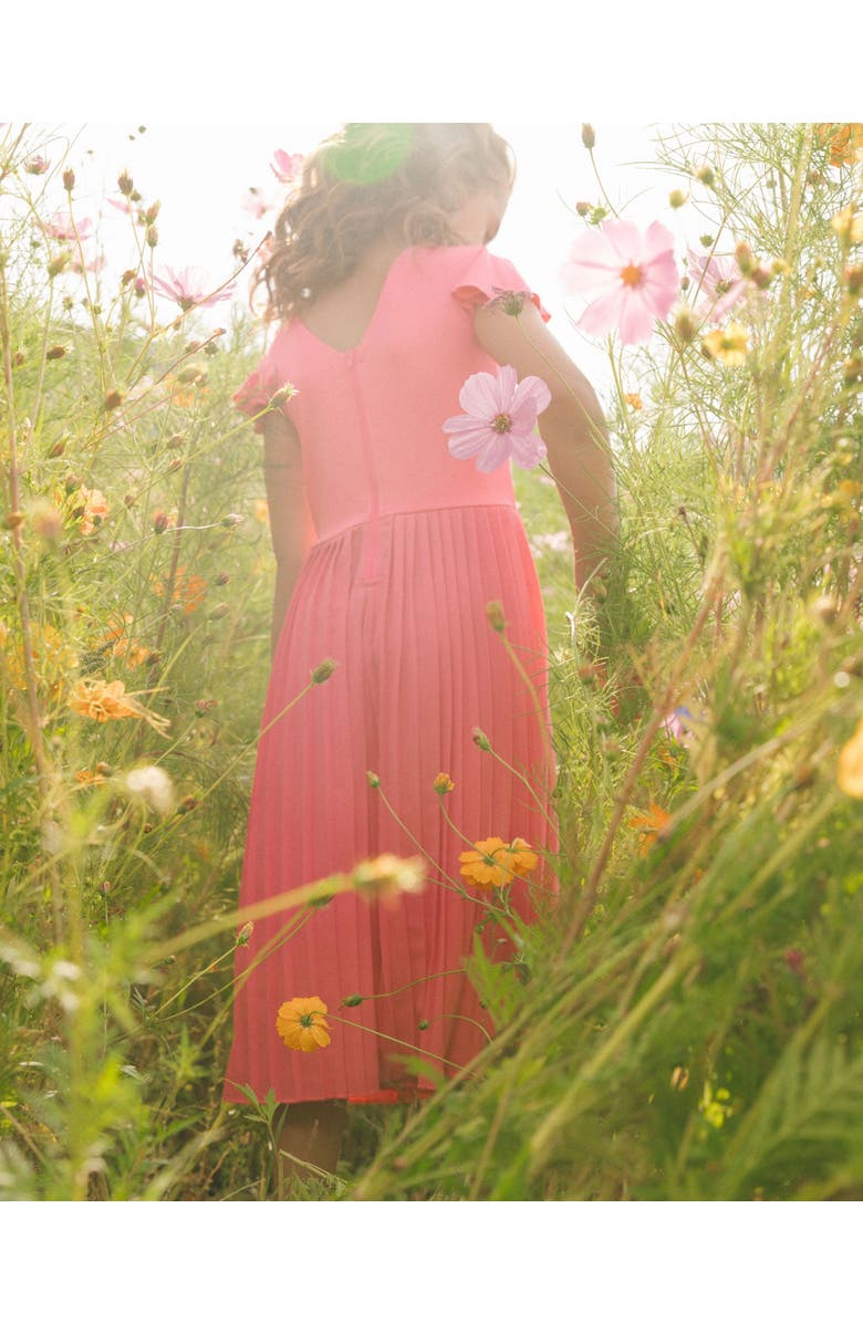 Deux par Deux Little Girl's Bi-Material Pleated Wide Leg Jumpsuit Candy Pink, Alternate, color, 