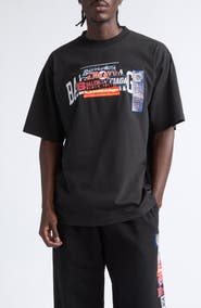 Balenciaga Medium Fit Bumper Stickers Appliqué T-Shirt
