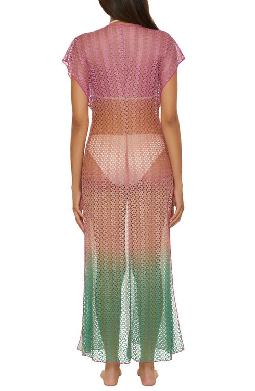 Becca Sunset Metallic Ombré Cover-up Robe In Azalea/emerald