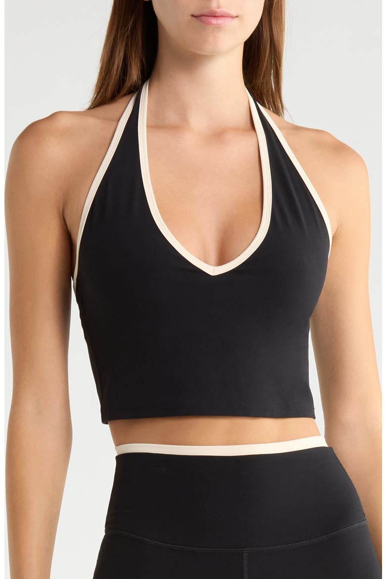 Rory Airweight Halter Bralette, Main, color, BLACK/ CREME