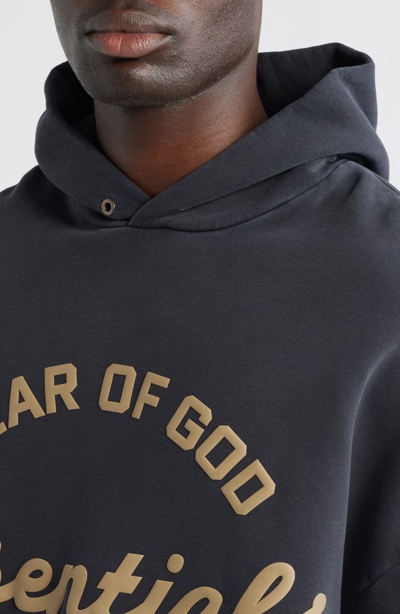 Fear of God Essentials '90s Fit Training Logo Hoodie, Alternate, color, Faded Black