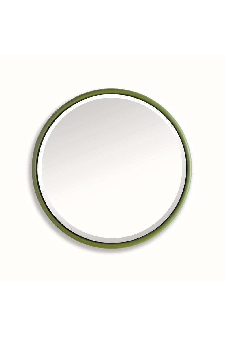 Ryland Mirror Small - Olive Green Round Iron Frame - Beveled, Main, color, Green