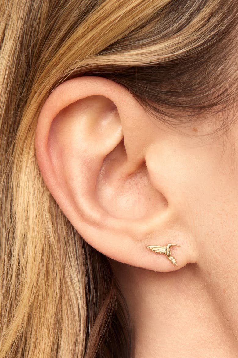 14K Yellow Gold Freedom Dove Studs, Alternate, color, Yellow Gold