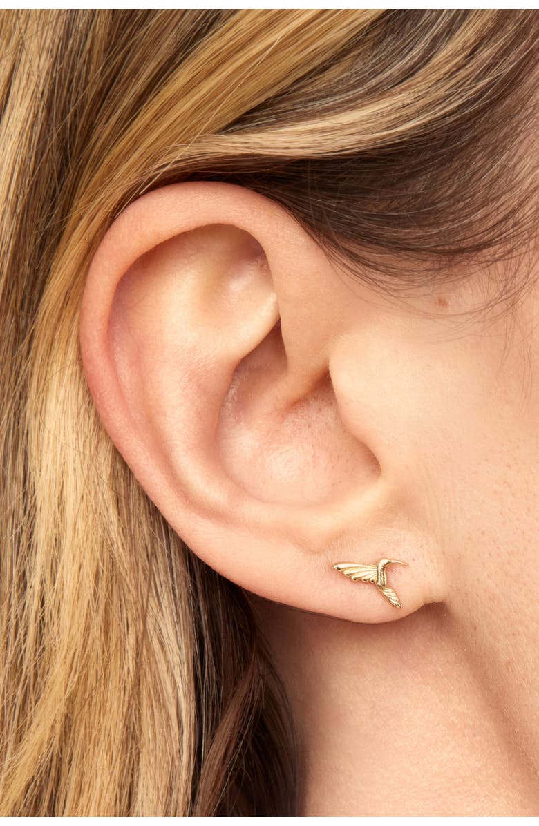 Oradina 14K Yellow Gold Freedom Dove Studs, Alternate, color, Yellow Gold