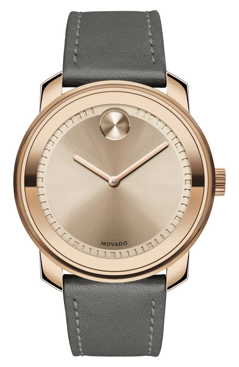 Movado Bold Leather Strap Watch, 42.5mm, Main, color, 