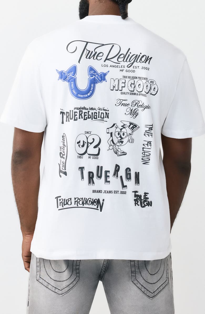 True Religion Ribbon Sketch Logo Graphic T-Shirt, Alternate, color, Optic White