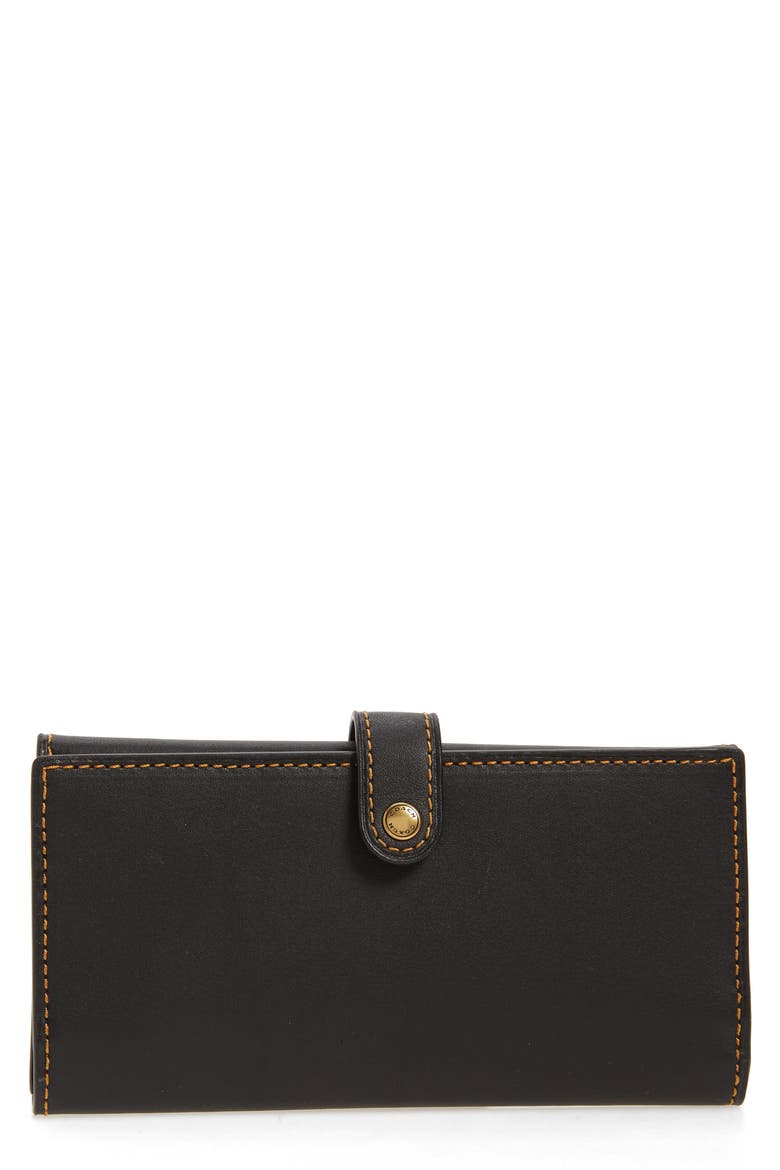 Slim Leather Trifold Wallet, Main, color, BLACK