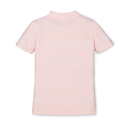 Hope & Henry Baby Boys' Short Sleeve Sweater Polo, Infant In Ballet Pink Textured Stripe