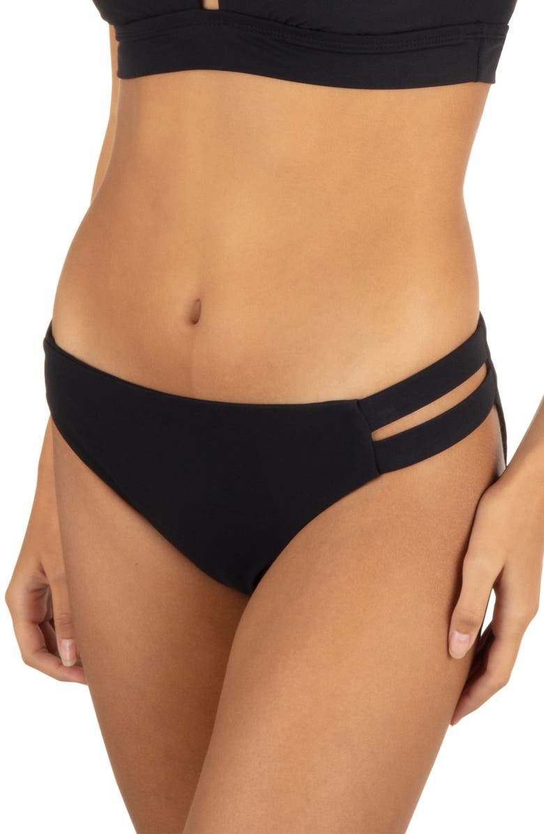 Hurley Max Cutout Bikini Bottoms, Alternate, color, Black