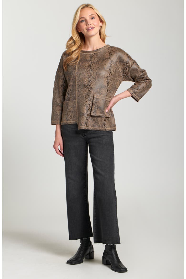 Asymmetric Pullover, Alternate, color, LATTE/ BLACK REPTILE