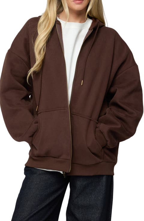 Elvie Oversize Zip Fleece Hoodie