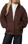 EDIKTED Elvie Oversize Zip Fleece Hoodie