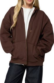 EDIKTED Elvie Oversize Zip Fleece Hoodie