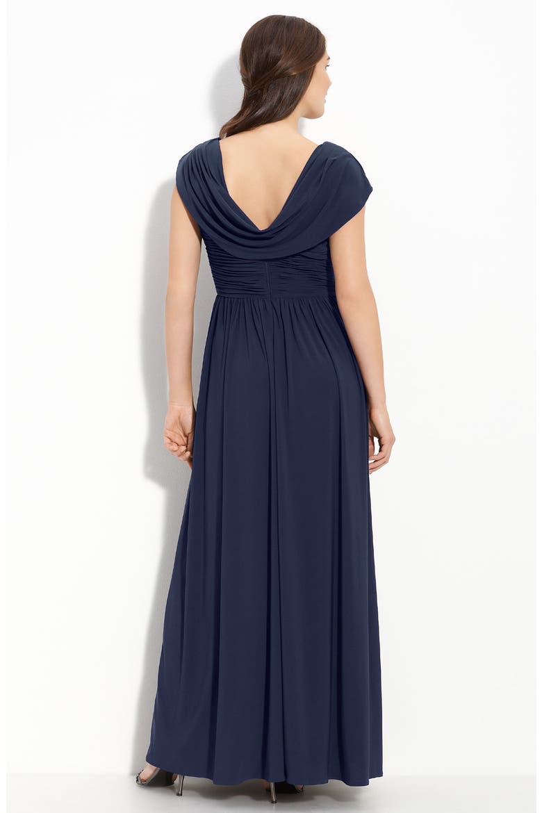 Crisscross Bodice Jersey Gown, Alternate, color, CARBON