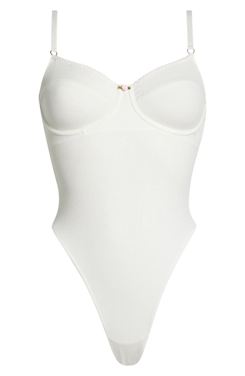 KILO BRAVA Rib Underwire Bodysuit, Alternate, color, White