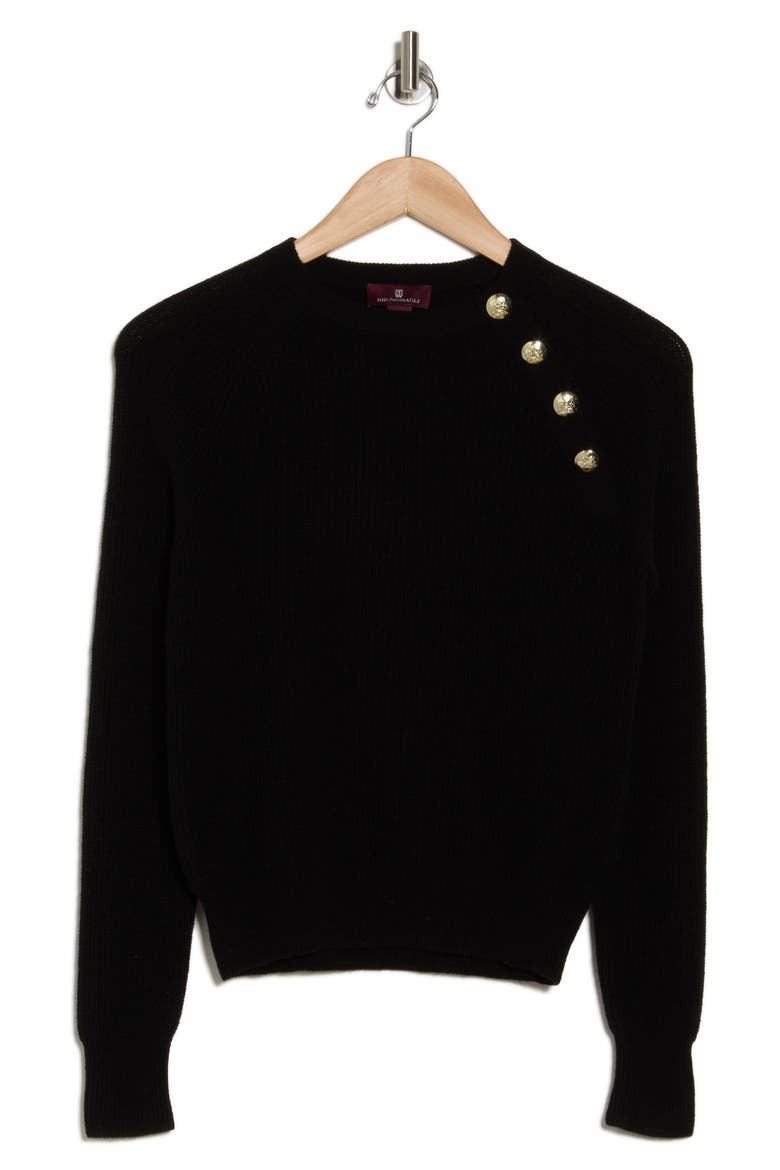 Cashmere Rib Raglan Crew Sweater, Alternate, color, BLACK