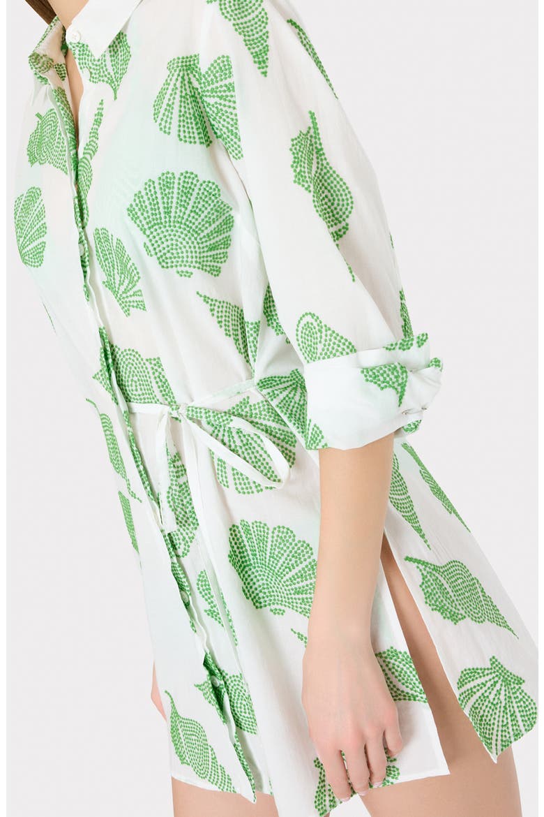 Cleo Embroidered Cover-Up Minidress, Alternate, color, WHITE/ GREEN