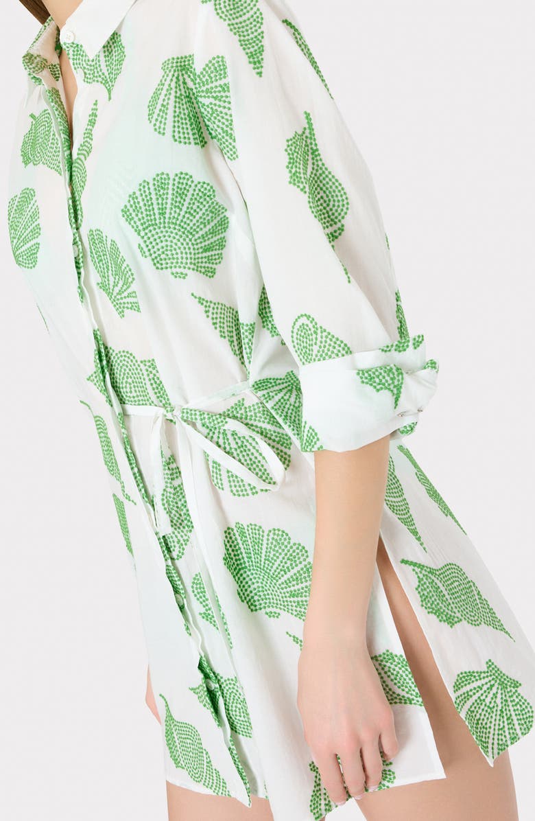 Milly Cleo Embroidered Cover-Up Minidress, Alternate, color, White/ Green