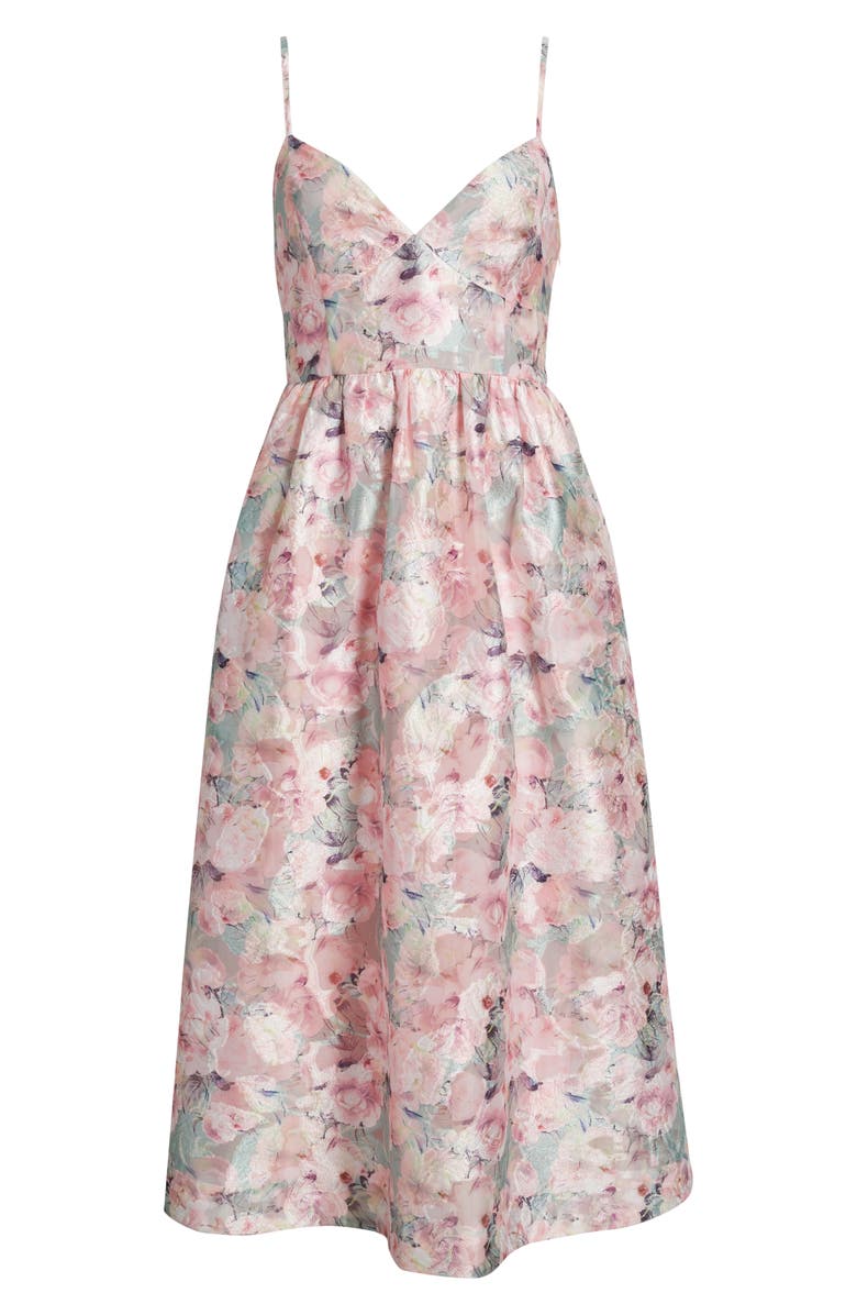 Lulus Alice Bow Back Sleeveless Midi Dress, Alternate, color, Pink Floral
