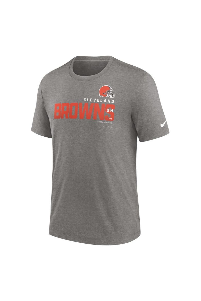 Men's Nike Heather Charcoal Cleveland Browns Team Tri-Blend T-Shirt, Alternate, color, Heather Charcoal