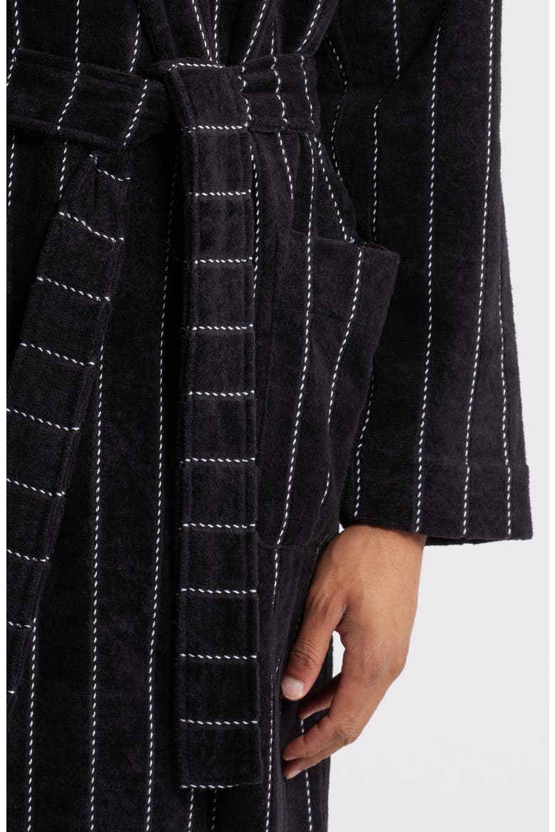 Out of Office Stripe Terry Velour Robe, Alternate, color, BLACK STRIPE