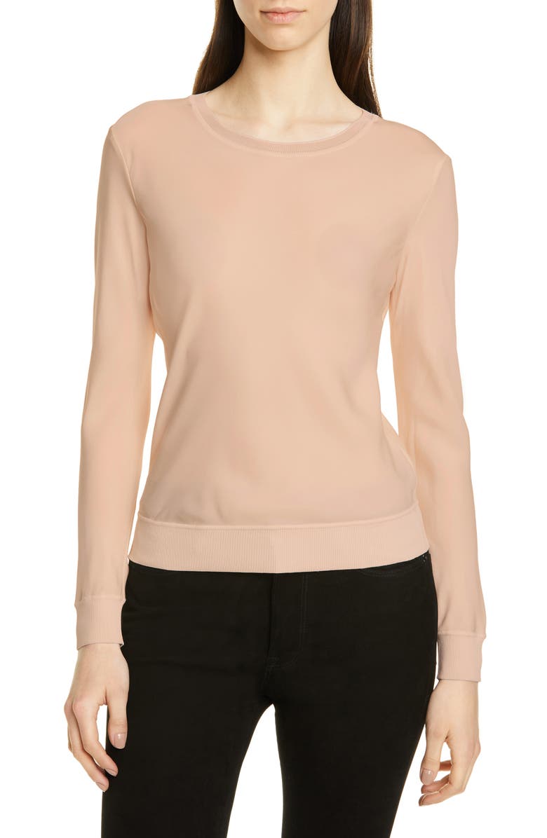Theory Crewneck Silk Top, Main, color,