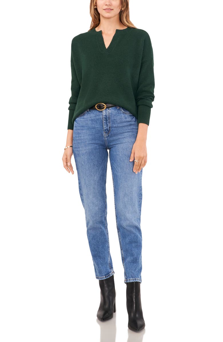Vince Camuto Drop Shoulder V-Neck Sweater, Alternate, color, Windsor Moss