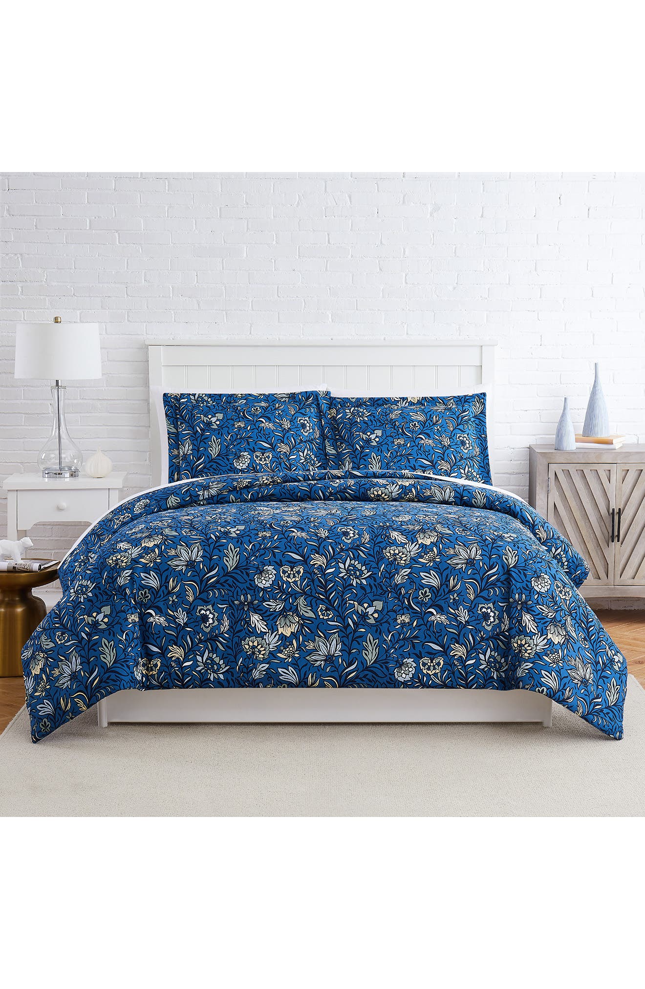 Blooming Blossoms Duvet Cover Set - Blue - Full/Queen