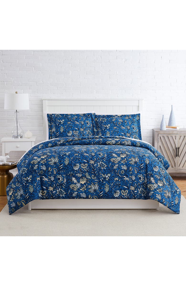SOUTHSHORE FINE LINENS Blooming Blossoms Duvet Cover Set - Blue - Full/Queen, Alternate, color, Blue