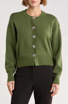 JASON WU Crewneck Button-Up Cardigan