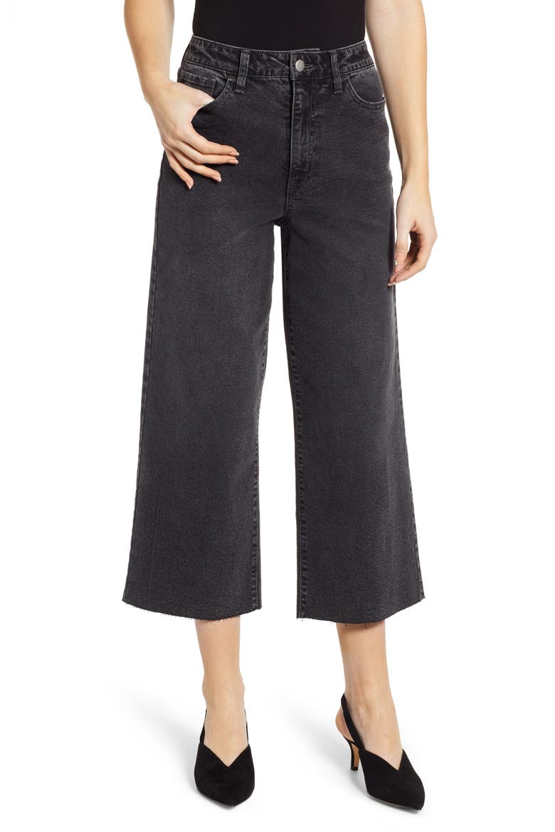 Wide Leg Crop Jeans, Main, color, WASHED BLACK