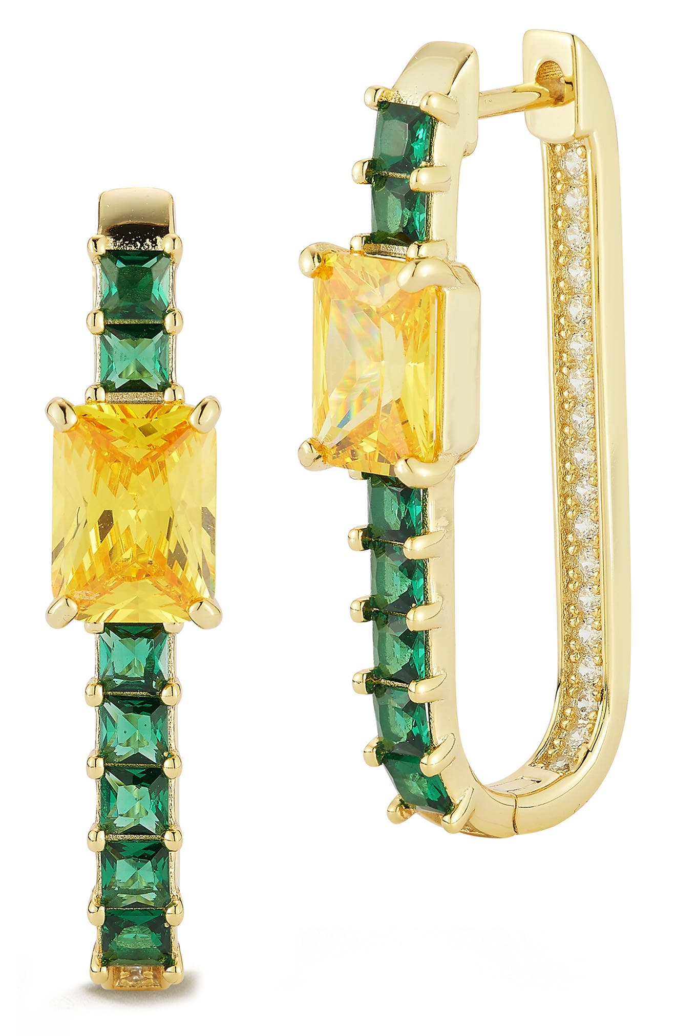 Cubic Zirconia Elongated Hoop Earrings