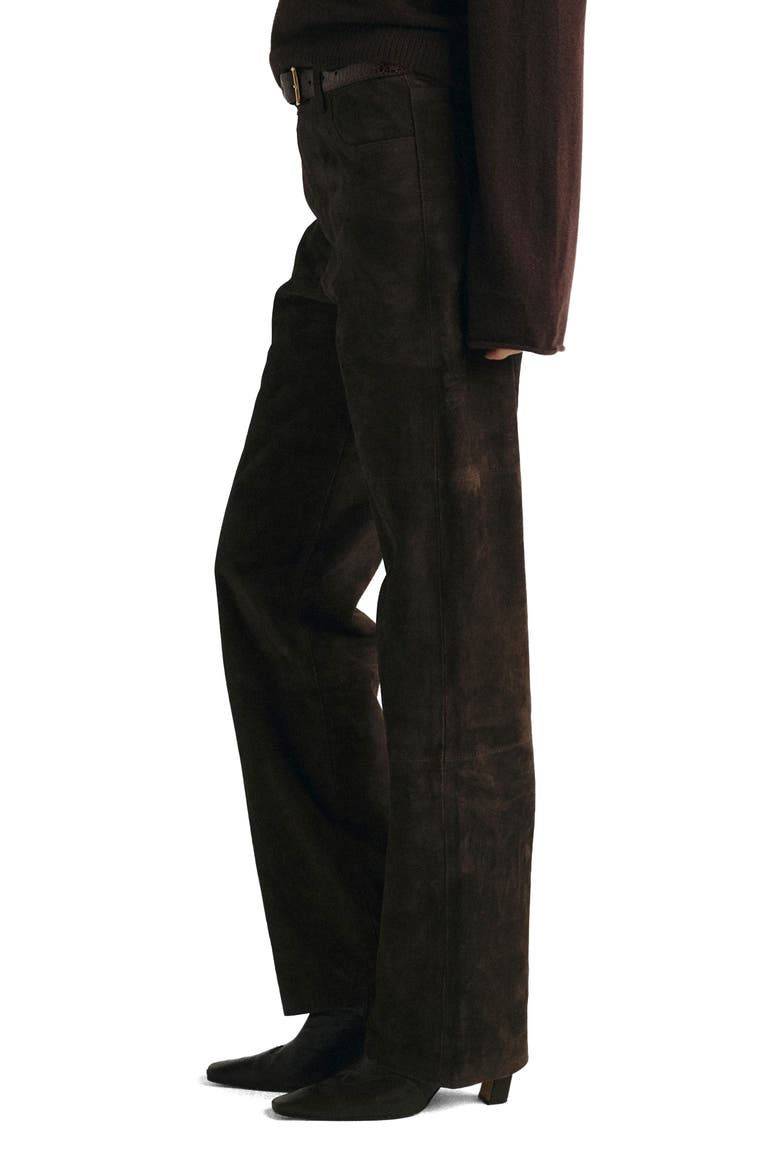 Daria Column High Waist Suede Leather Pants, Alternate, color, TOBACCO SUEDE