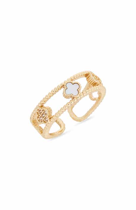 Enamel & Crystal Clover Ring
