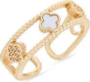 Panacea Enamel & Crystal Clover Ring