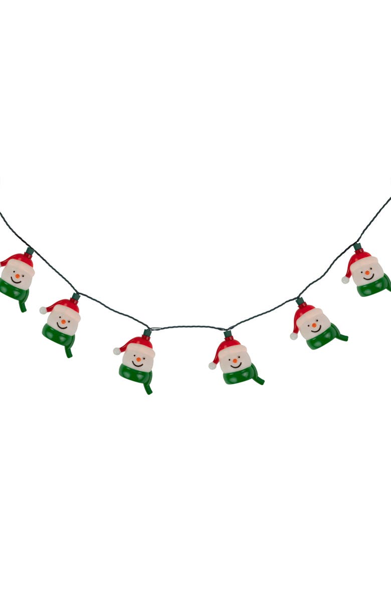 Northlight Snowman Heads with Scarves Christmas Light Set - Clear - 7.5' Green Wire - 10ct, Alternate, color, White