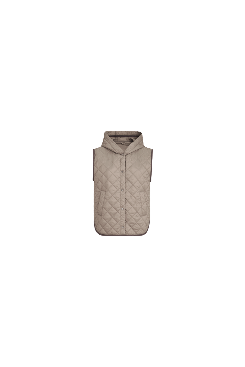 Lightweight matte nylon quilted vest with Thermore® padding and hood, Alternate, color, Light Brown
