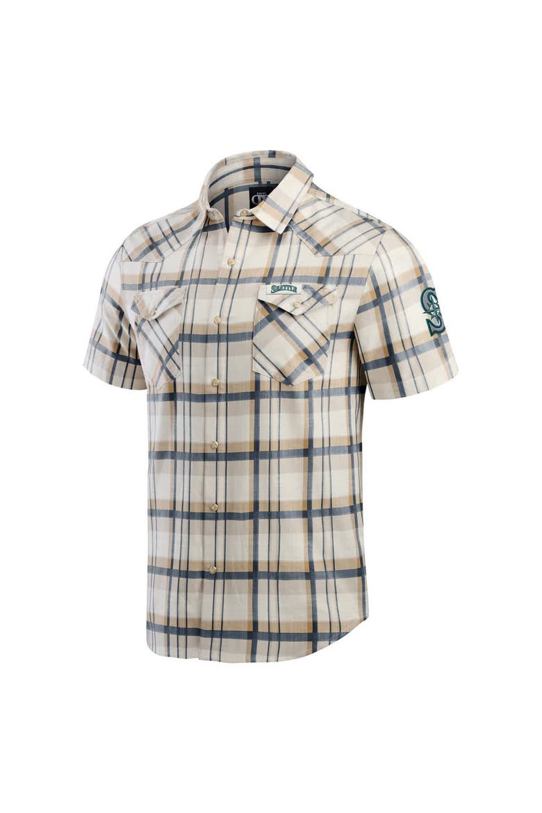 Men's Darius Rucker Collection by Fanatics Navy Seattle Mariners Plaid Full-Snap Shirt, Alternate, color, Navy