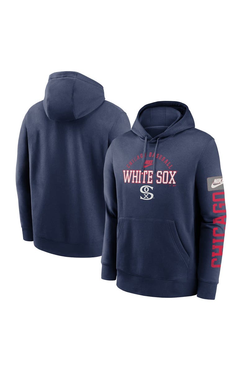 Nike Men's Nike Navy Chicago White Sox Cooperstown Collection Splitter Club Fleece Pullover Hoodie, Main, color, 