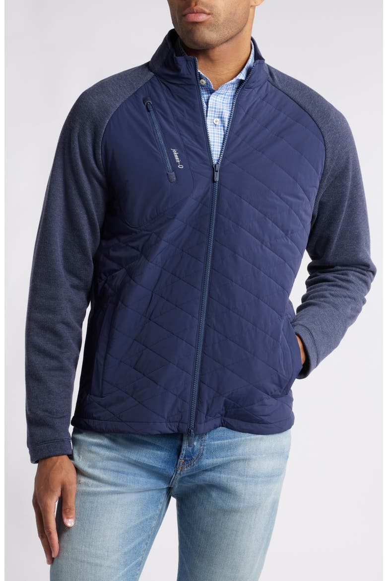 Weller Lightweight Mixed Media Fleece Jacket, Alternate, color, NAVY