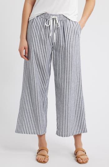 Caslon ® Drawstring Wide Leg Linen Blend Pants In Blue