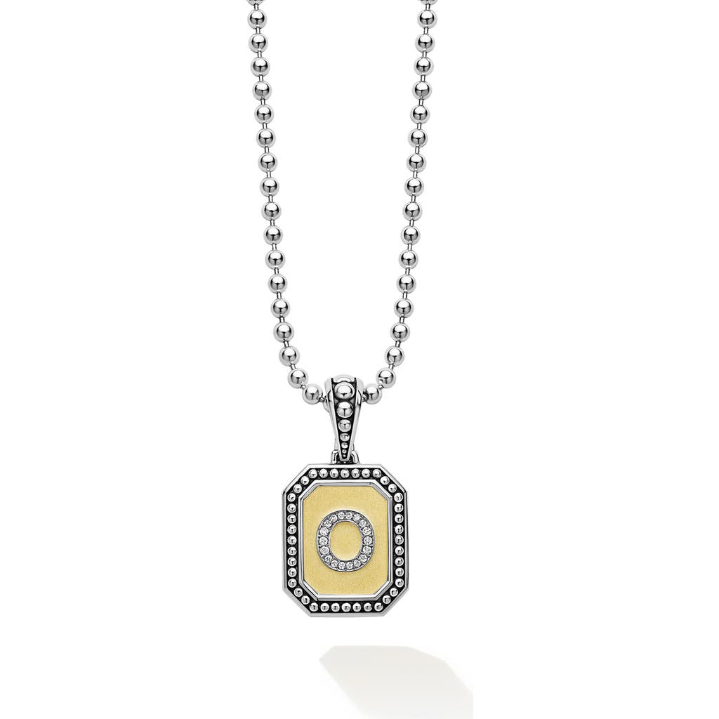 Lagos Signature Caviar Diamond Initial Pendant Necklace In Two-tone O