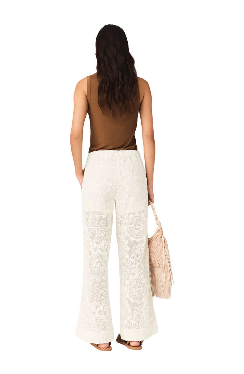 maje Guipure lace trousers, Alternate, color, Ecru