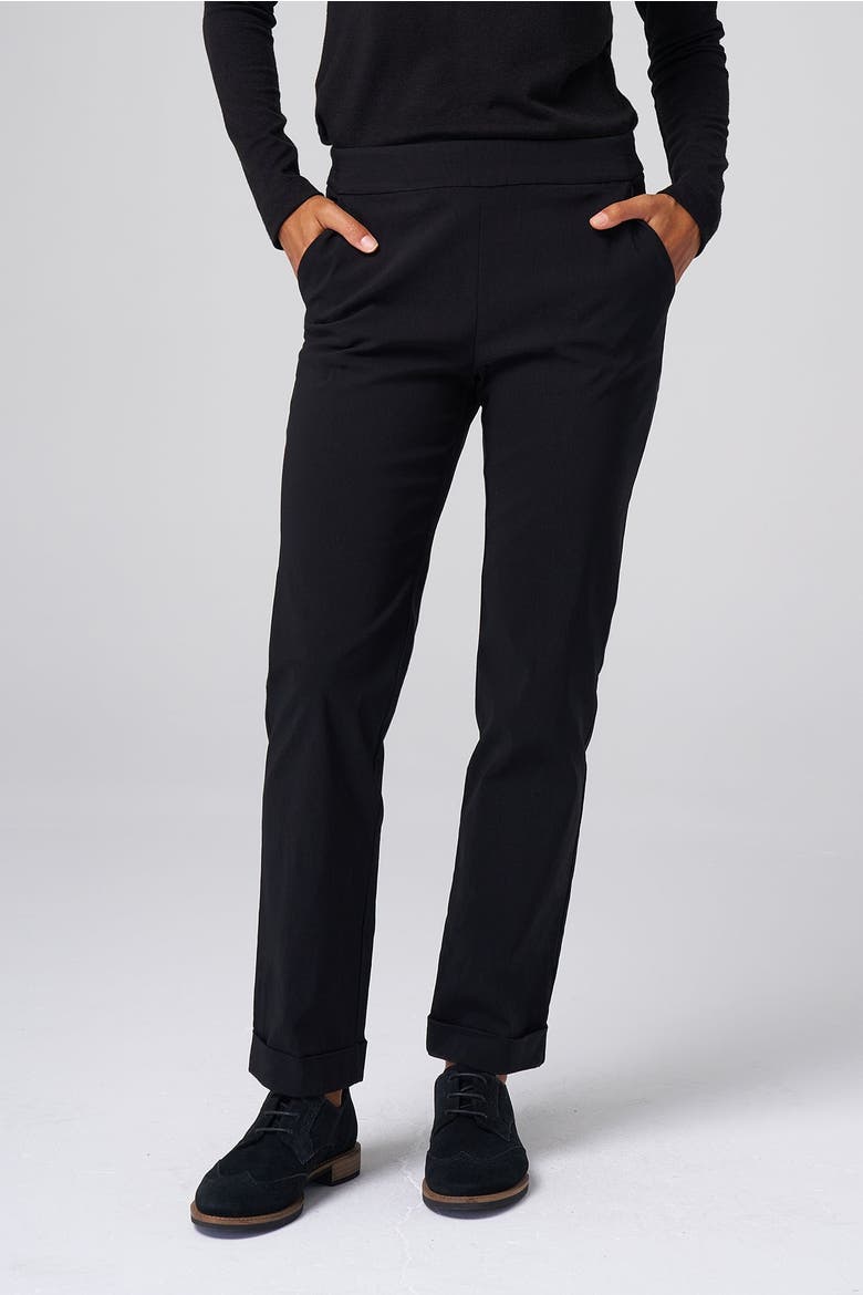Structured Stretch Cuffed Tapered Pant, Alternate, color, Black