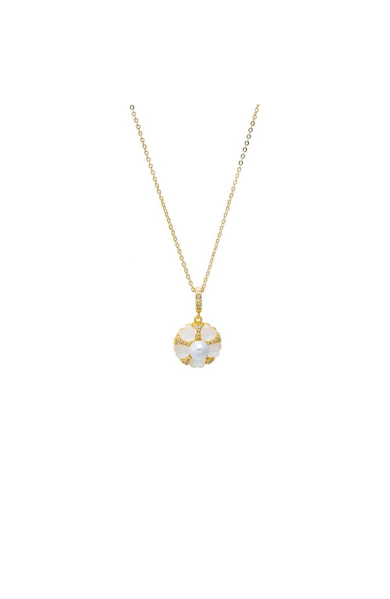 BY ADINA EDEN Mother of Pearl Clover Medallion Pendant Necklace, Main, color, Mother Of Pearl